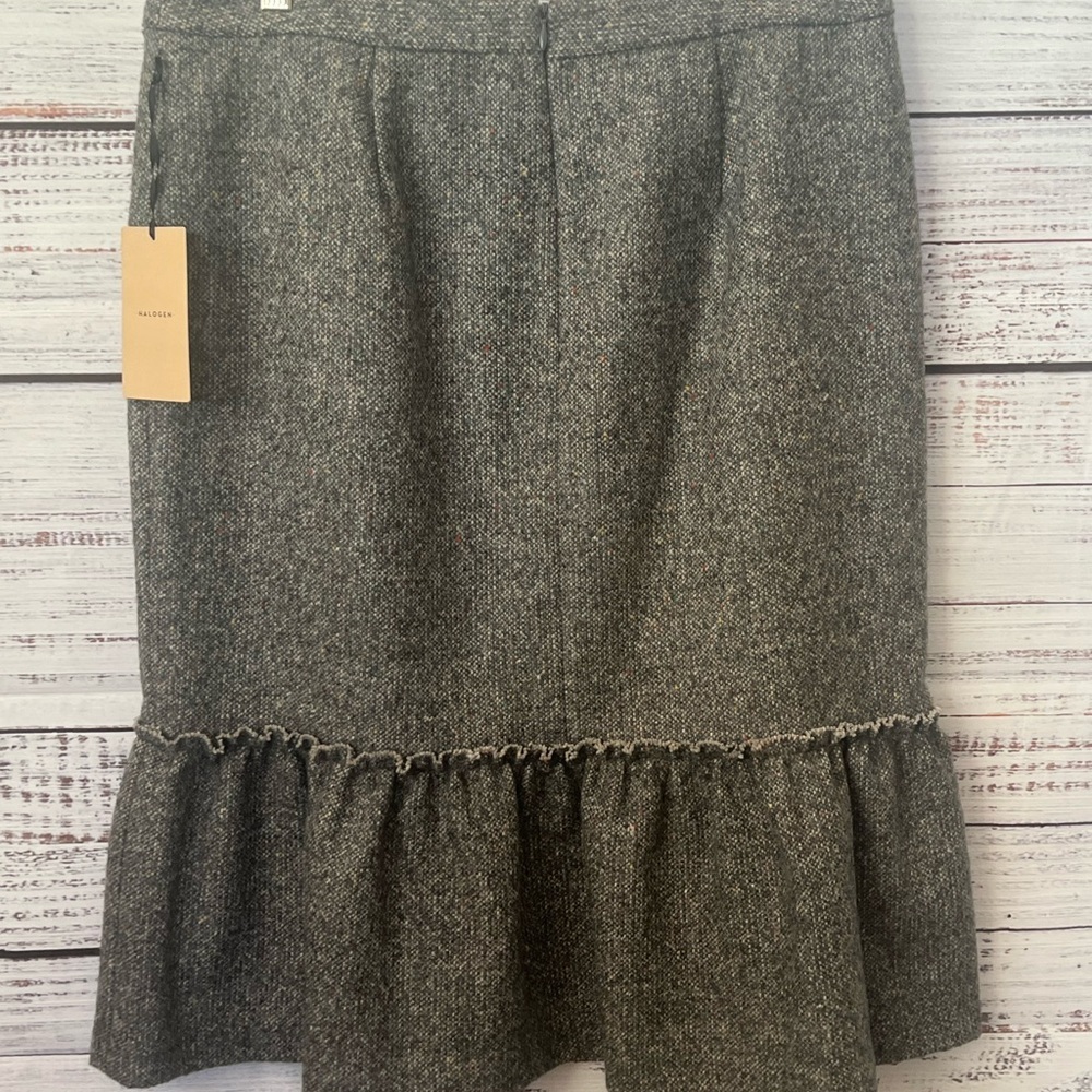 HALOGEN- WOMENS PENCIL SKIRT WITH RUFFLE GRAY SIZE 12 NWT - Picture 2 of 11